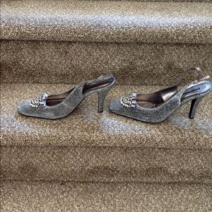 J.Renee Silver Heels with Embellishments